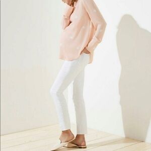 LOFT petites maternity white skinny jeans